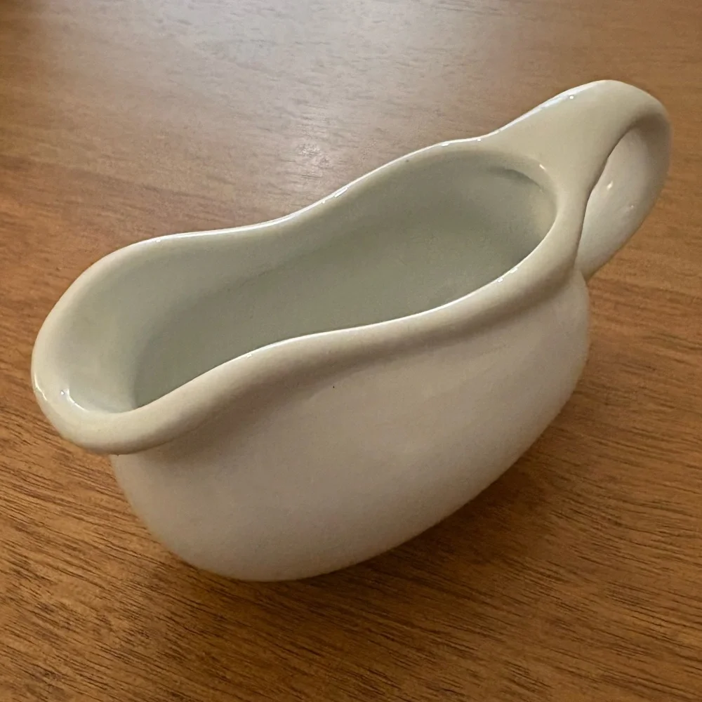 Pier 1 White Ceramic Creamer Pitcher / Mini Gravy Boat